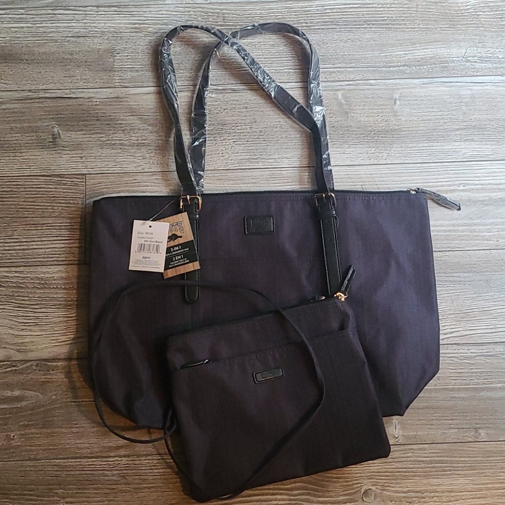 Roots black crossbody bag and tote